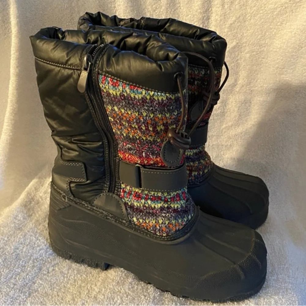 Dream Pairs Boots Size‎ 4  Boys Girls Black Multi Color Slip On